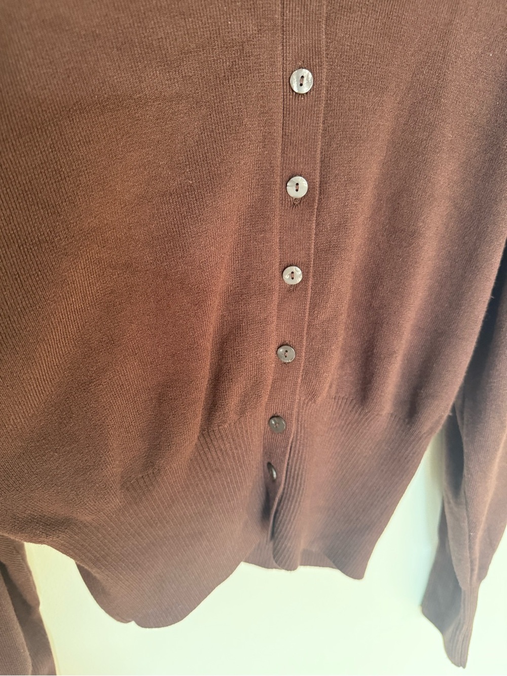 LOFT Ribtrim Waist Cardigan Medium Brown - Picture 13 of 14